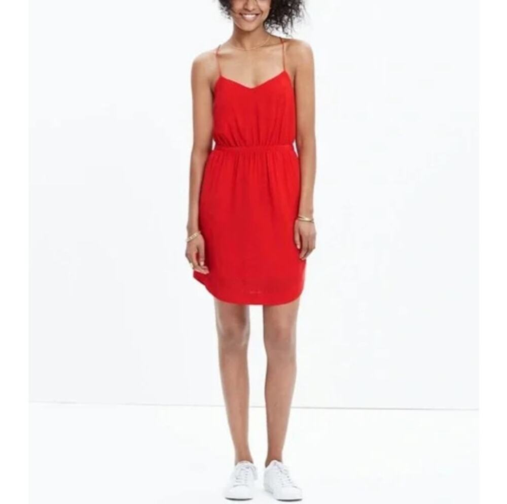 Madewell Red Silk Starview Cami Dress Womens Size 2 Sleeveless V-Neck Racerback